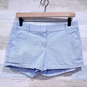 J CREW 3.5" Classic Oxford Shorts Shorts Blue Mid Rise Twill Casual Womens 4